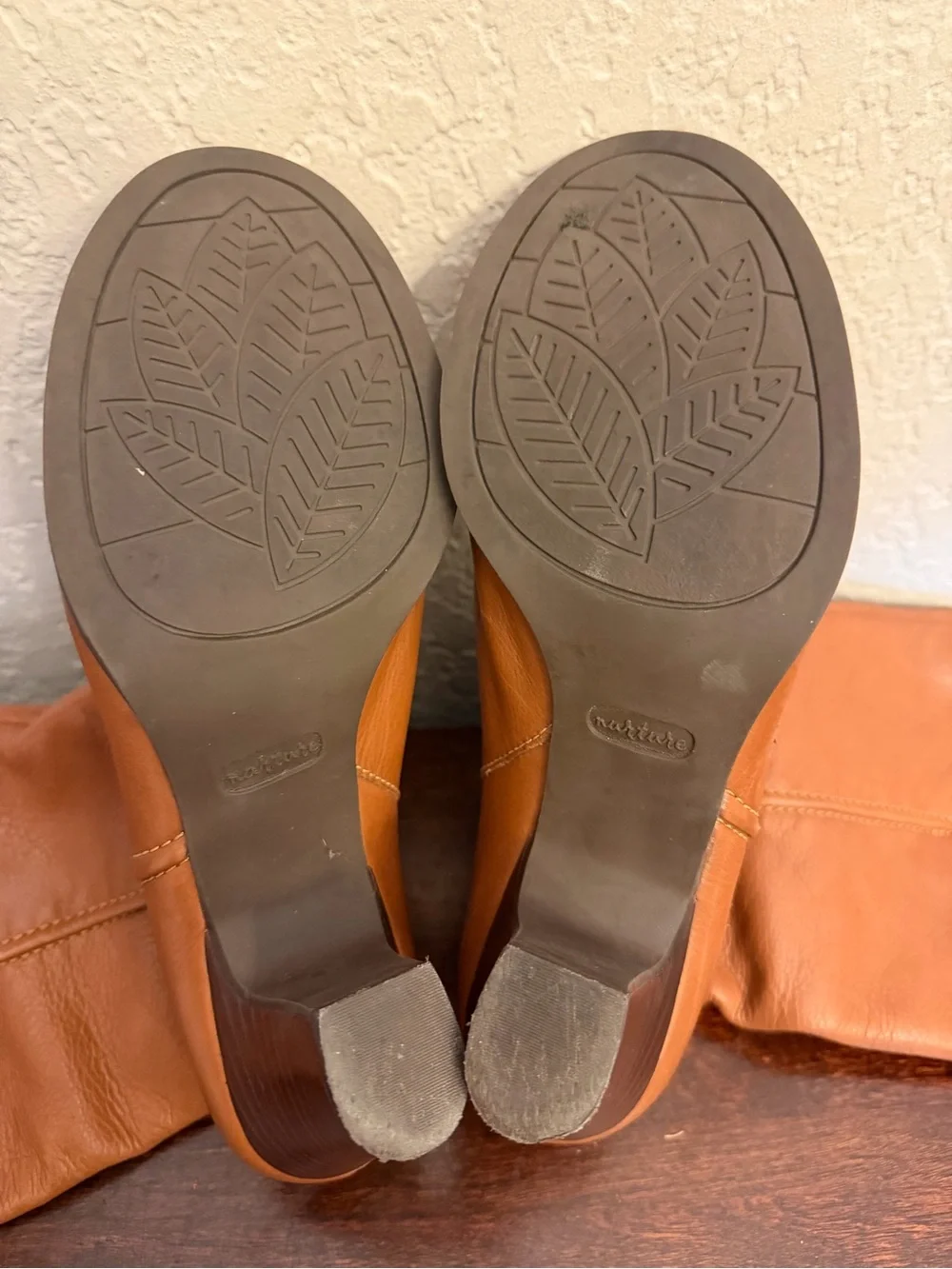 Nurture Lucia Boots Women's Size 8M Pebble English Tan Leather Knee High PullOn